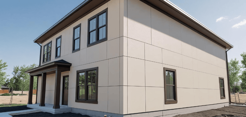 Edificio con facciata cartongesso per esterni
