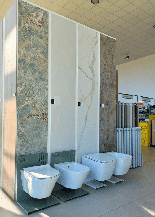 Gres Porcellanato grande foprmato per bagni70 anni di SILLA