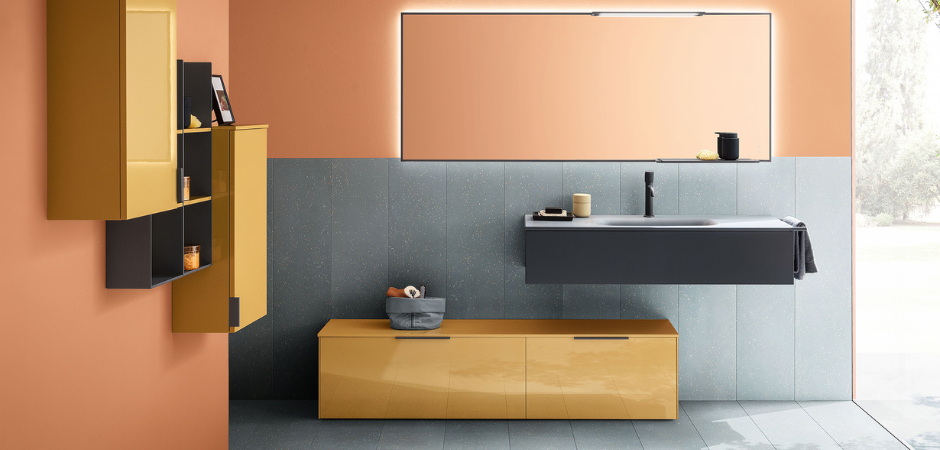Mobile bagno composizione mista con modulo a terra e modulo sospeso