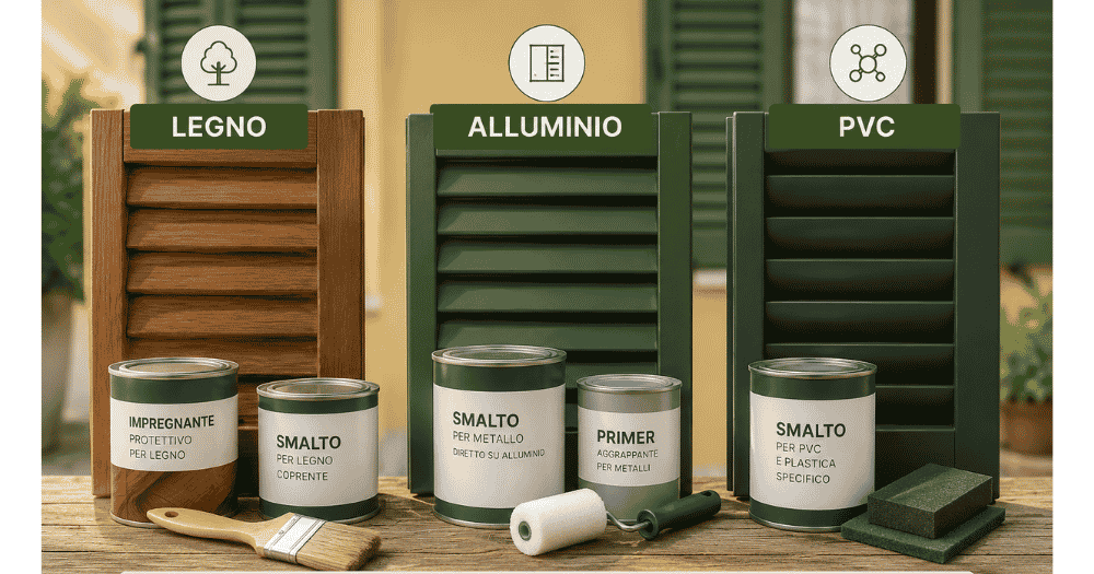 Prodotti per verniciare le persiane in base al materiale