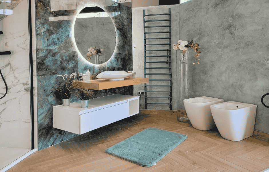 bagno piccolo con gres grande formato
