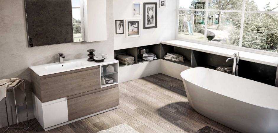 Mobile bagno a terra con effetto legno Mobilduenne