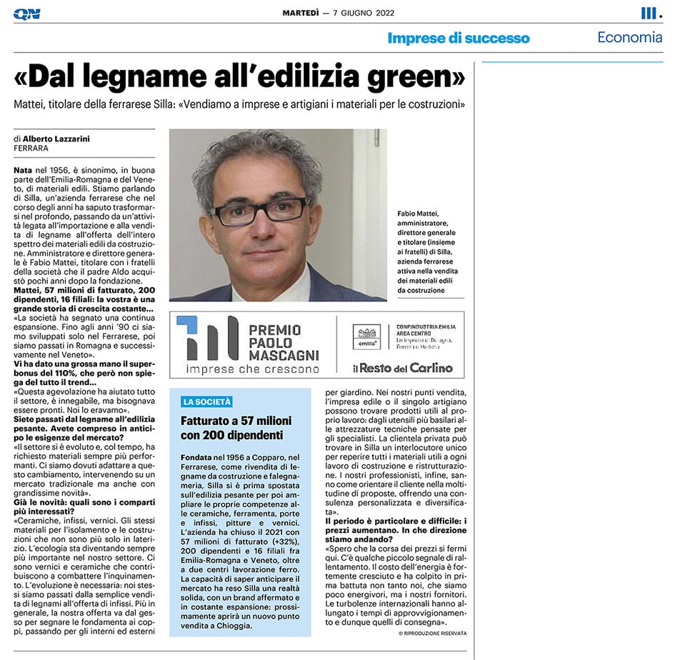 Articolo SILLA Premio Mascagni 2022