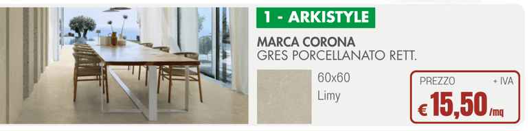 Promozione Gres Porcellanato Rettificato Marca Corona Arkistyle Limy