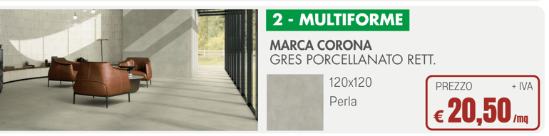 Promozione Gres Porcellanato Rettificato Marca Corona Multiforme Perla